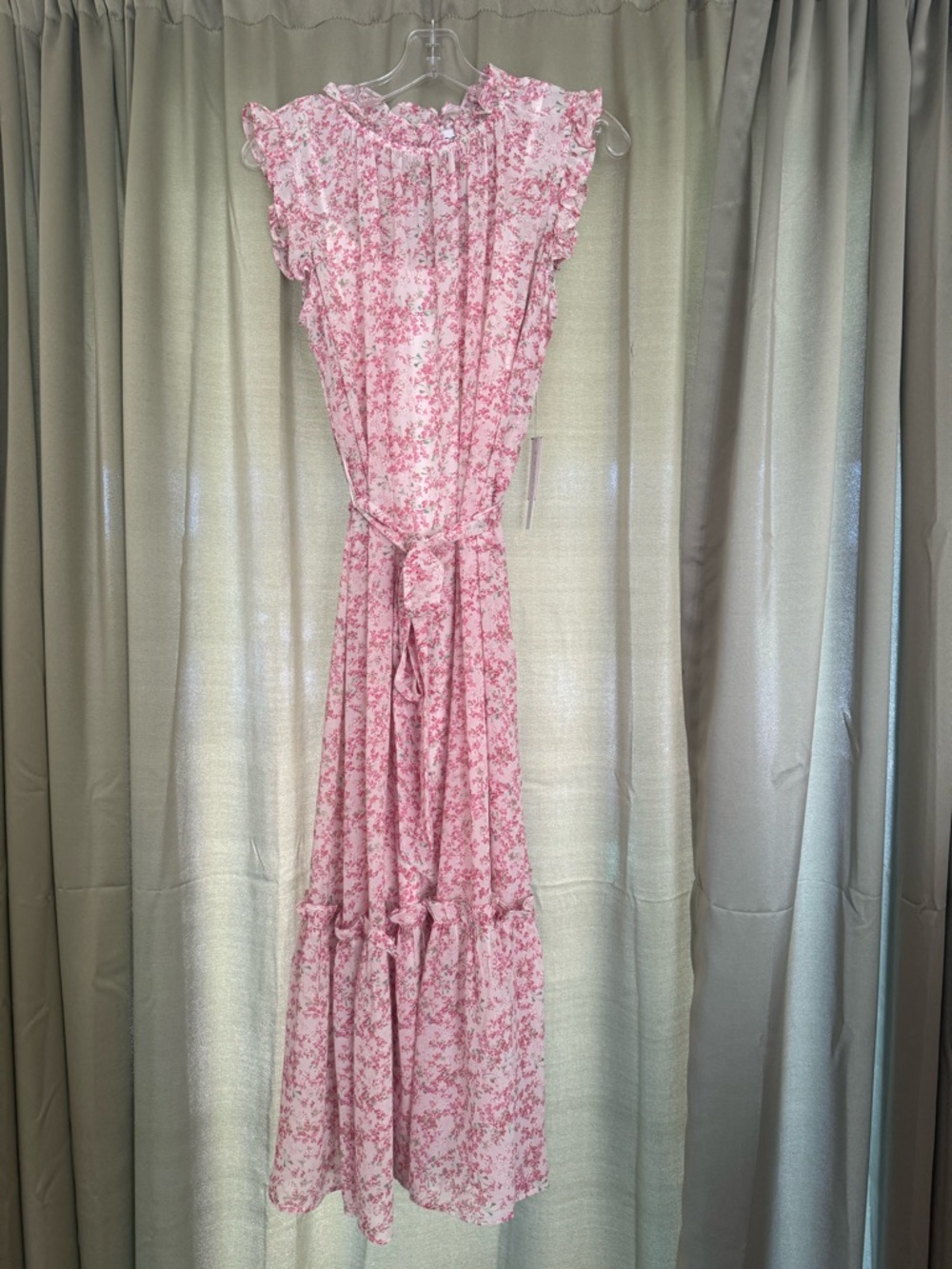 Emma & Michele Pink Floral Ruffle Maxi